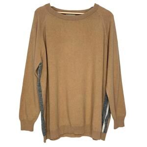 NWT Jumper 1234 Cashmere Boyfriend Sweater Camel Stripe L